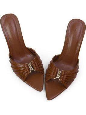 Women's Brown Faux Leather Pointed Toe Stylish Elegant Comfortable High Heel